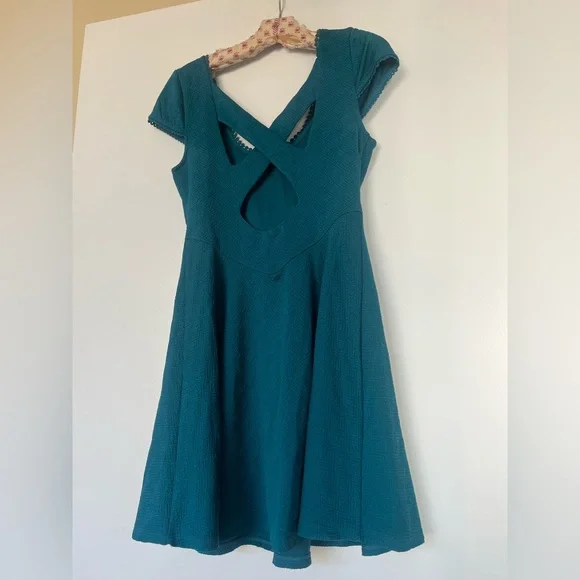 Free People fit n flare teal dress - Picture 3 of 11